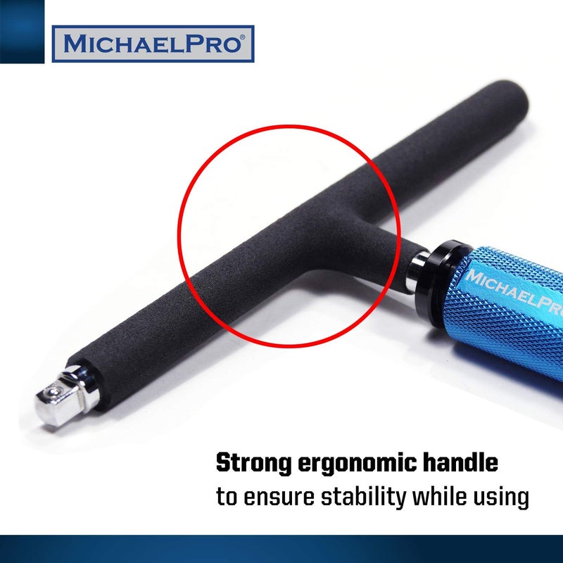 MichaelPro Adjustable T Handle Speed Wrench Set for 1/4 and 3/8 Inch Drive, Speed Handle T Wrench with 2-Way Square Drive Design, 3 Grip Positions, Patented Spinner Handle (2-Piece) - Image 5